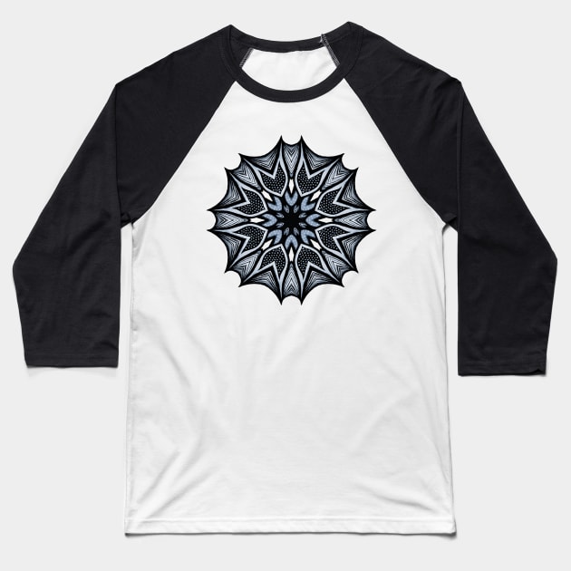 Abstract Flower Mandala With Sharp Petals Decorative Art Baseball T-Shirt by Boriana Giormova